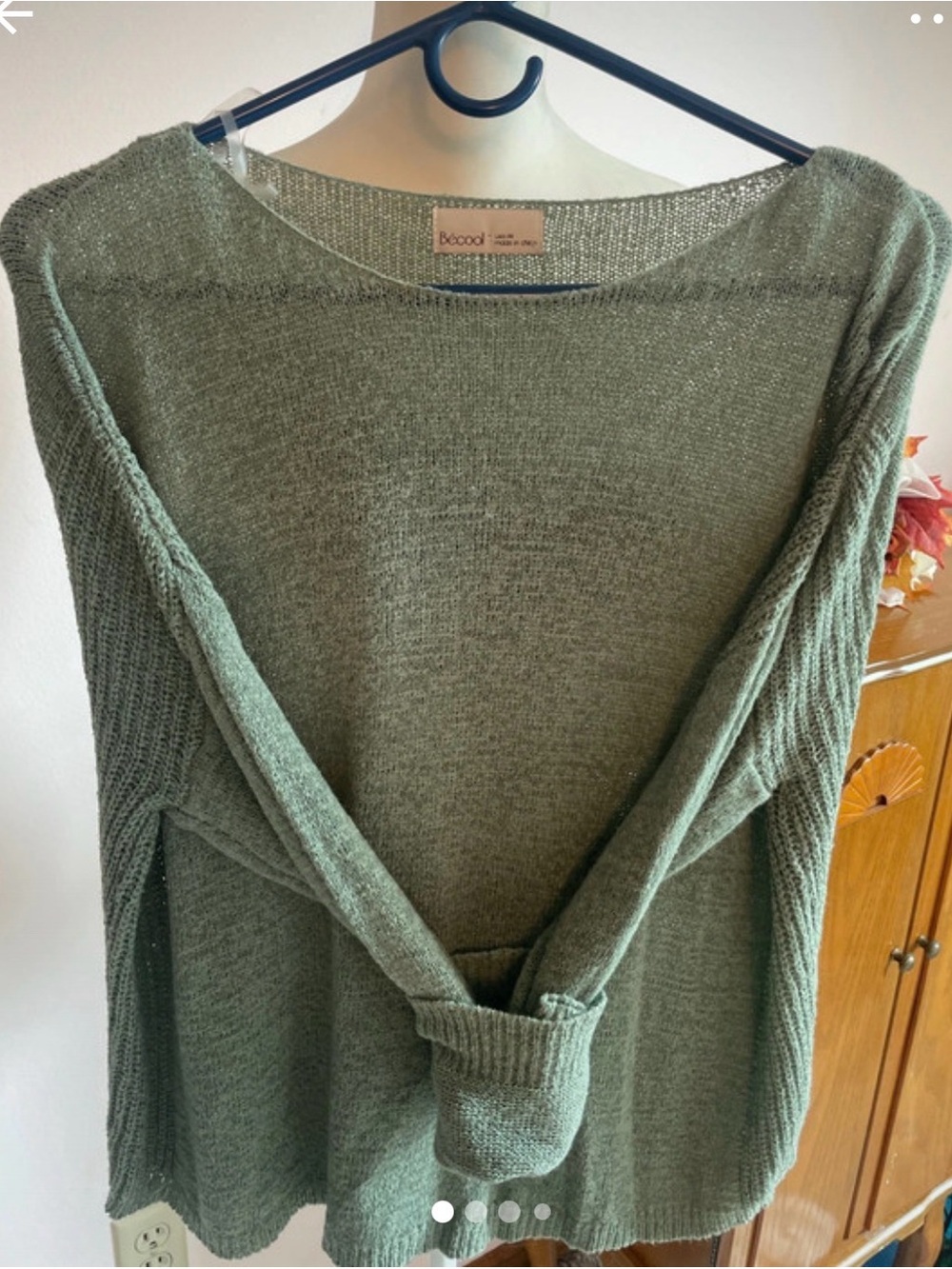 BE COOL Sage Green Crewneck Knit Sweater